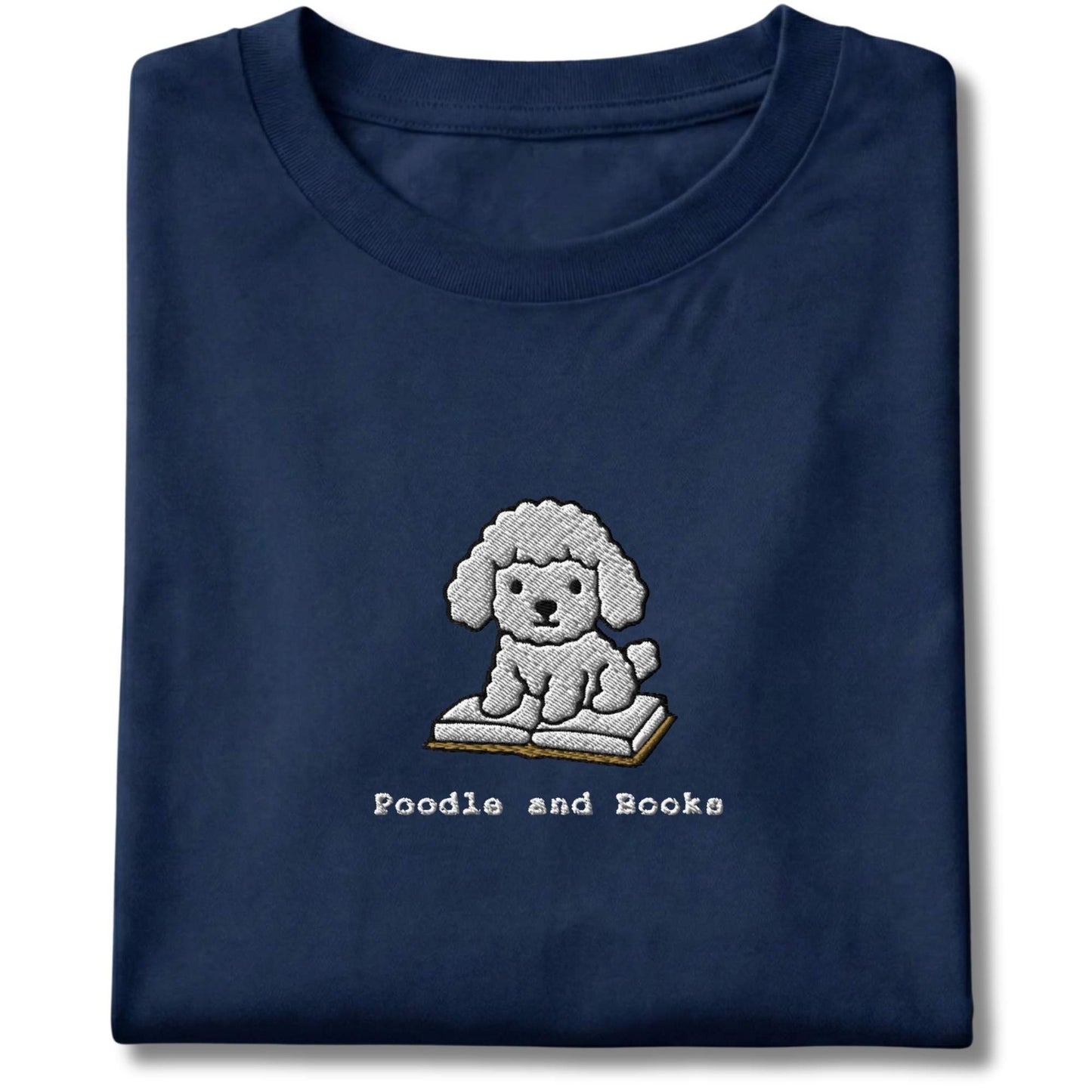 Embroidered Poodle and Books Tee