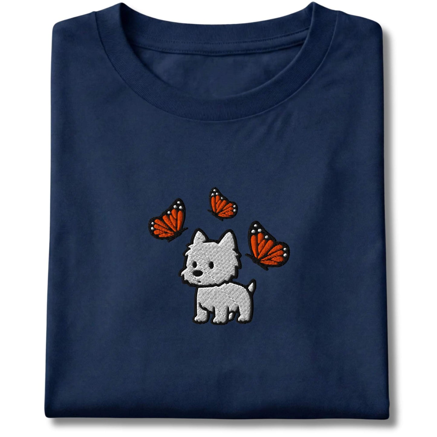 Embroidered Westie & Butterflies Tee
