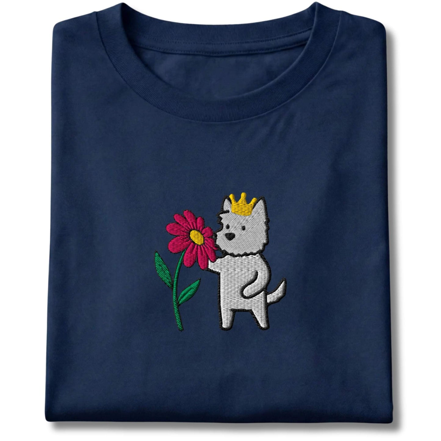 Embroidered Westie and Flower Tee