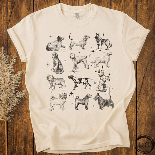 Vintage Style Dog Print T-Shirt