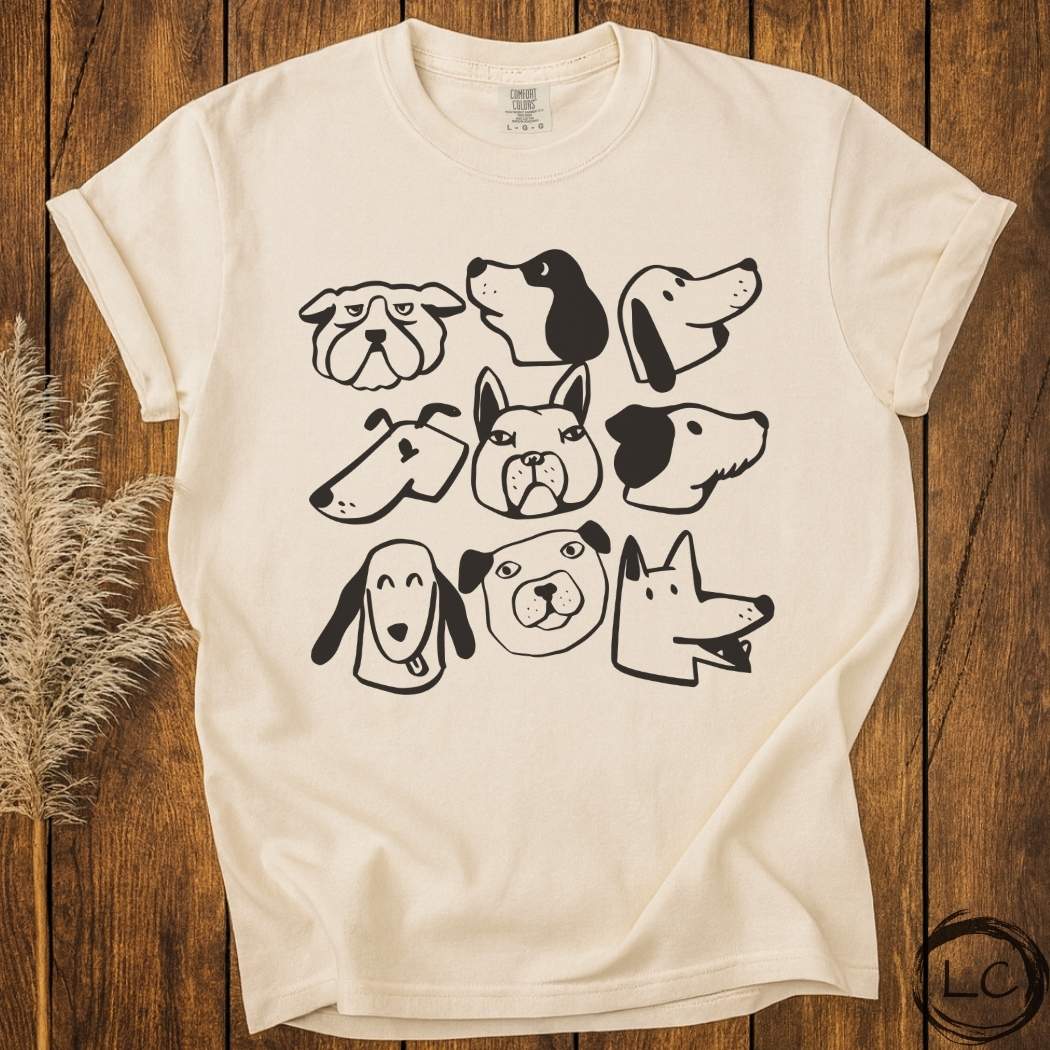 Dog Faces Doodled T-Shirt