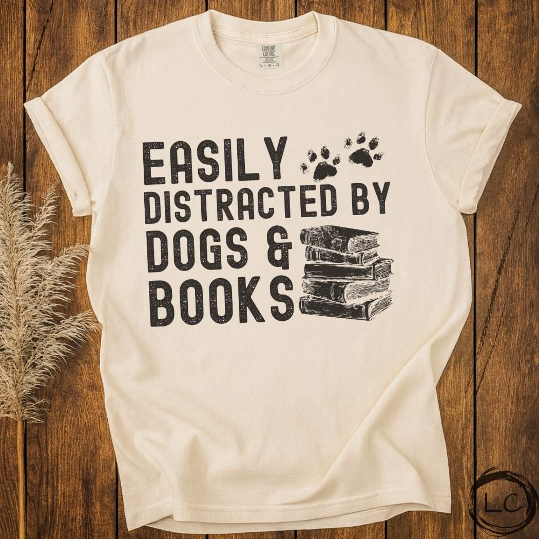Easily Distracted by Dogs & Books T-Shirt