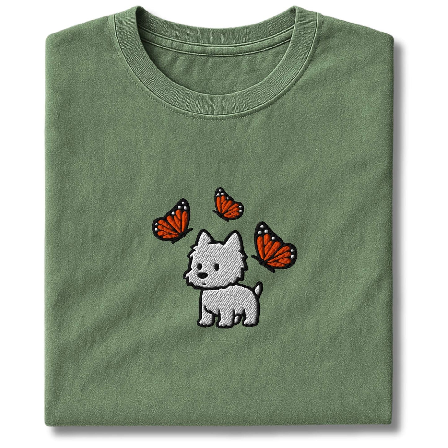 Embroidered Westie & Butterflies T-Shirt