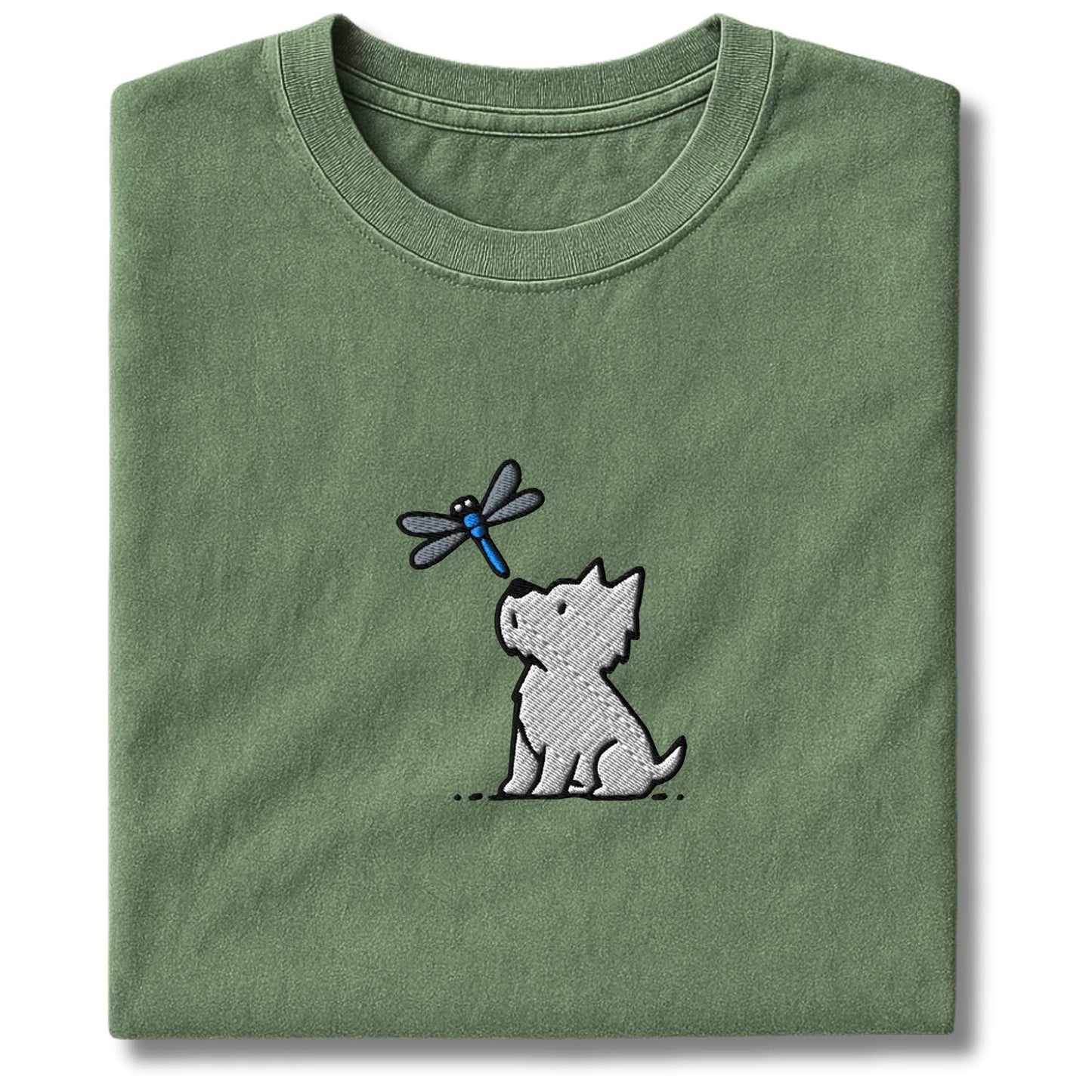 Embroidered Westie and Dragonfly T-Shirt