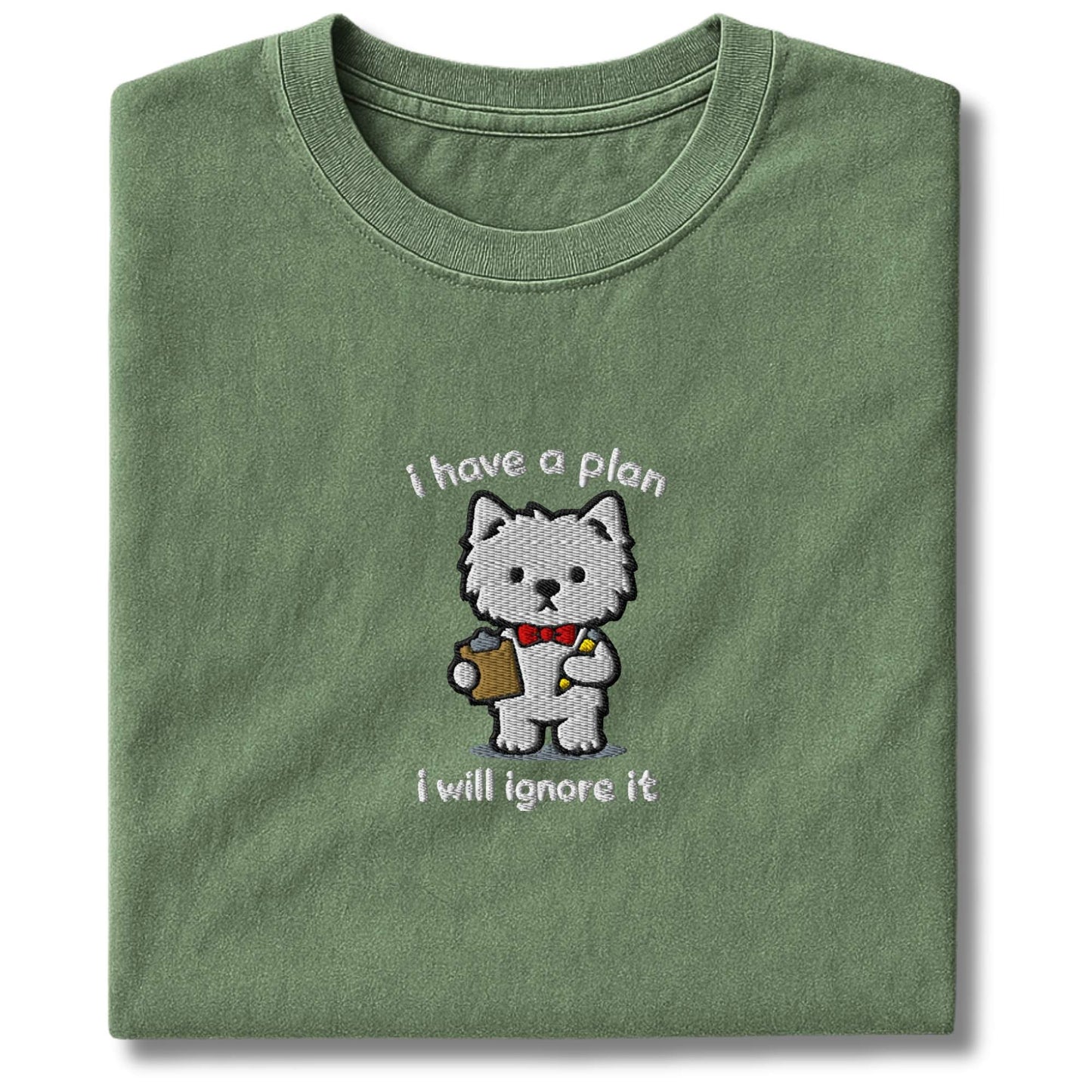 Embroidered Westie I Have A Plan T-Shirt