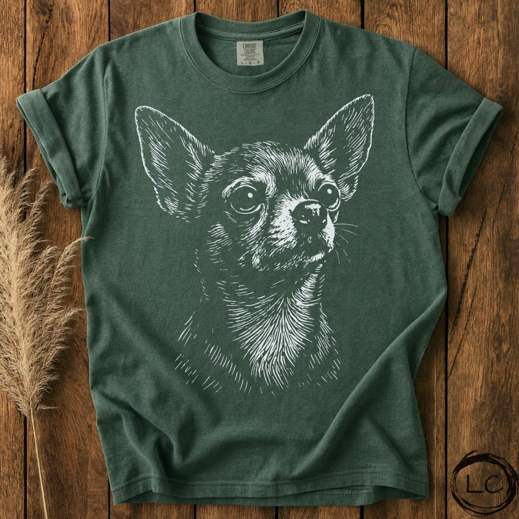 Chihuahua Line Print T-Shirt