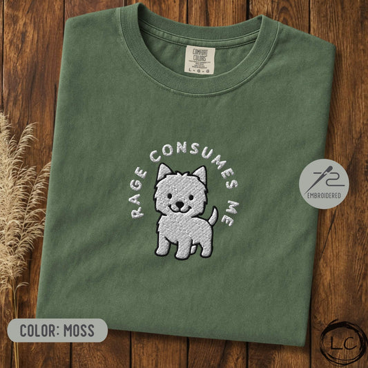 Embroidered Westie Rage Consumes Me T-Shirt