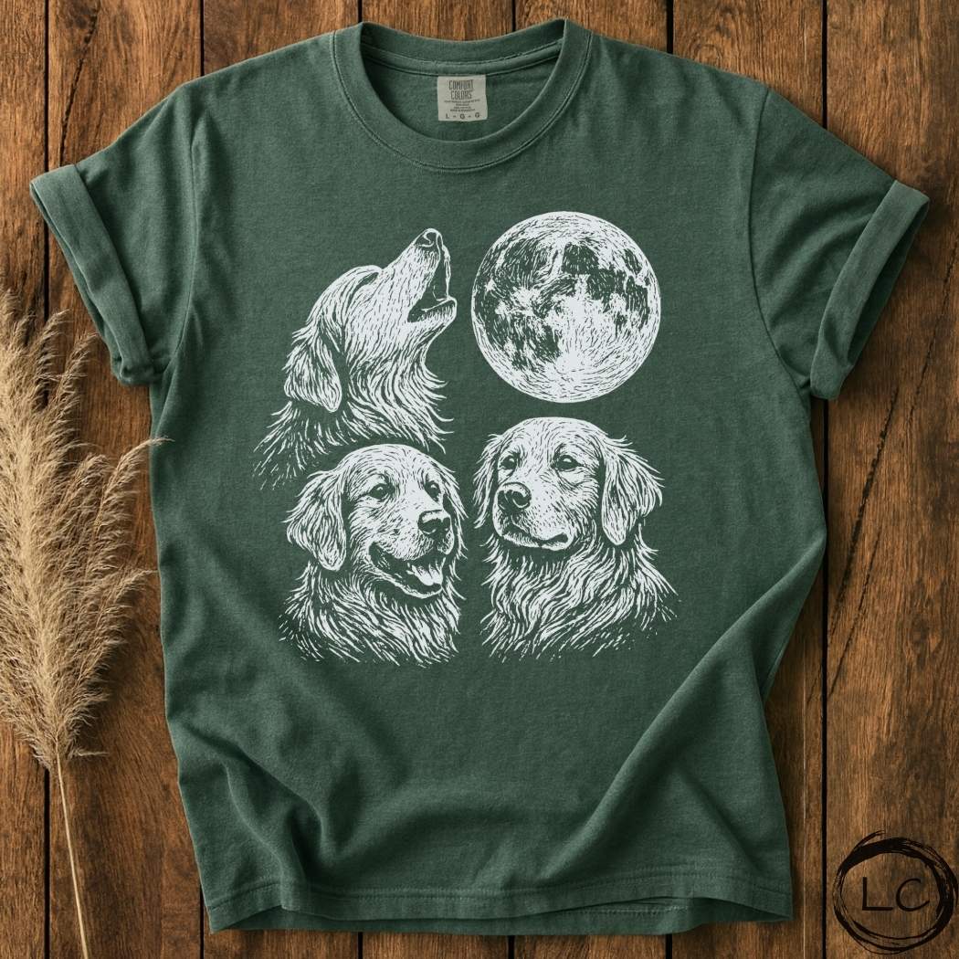 Three Golden Retriever Moon T-Shirt