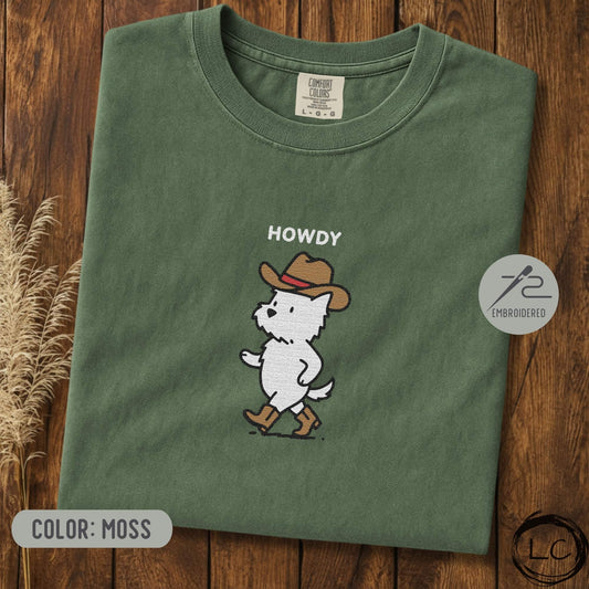 Embroidered Westie Howdy T-Shirt