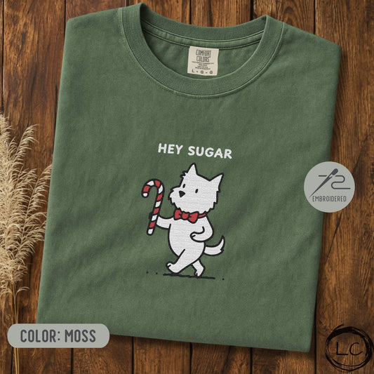 Embroidered Westie Hey Sugar T-Shirt