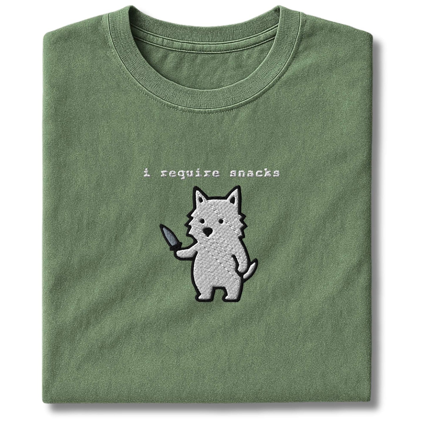 Embroidered Westie I Require Snacks T-Shirt