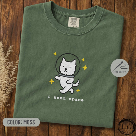 Embroidered Westie I Need Space T-Shirt