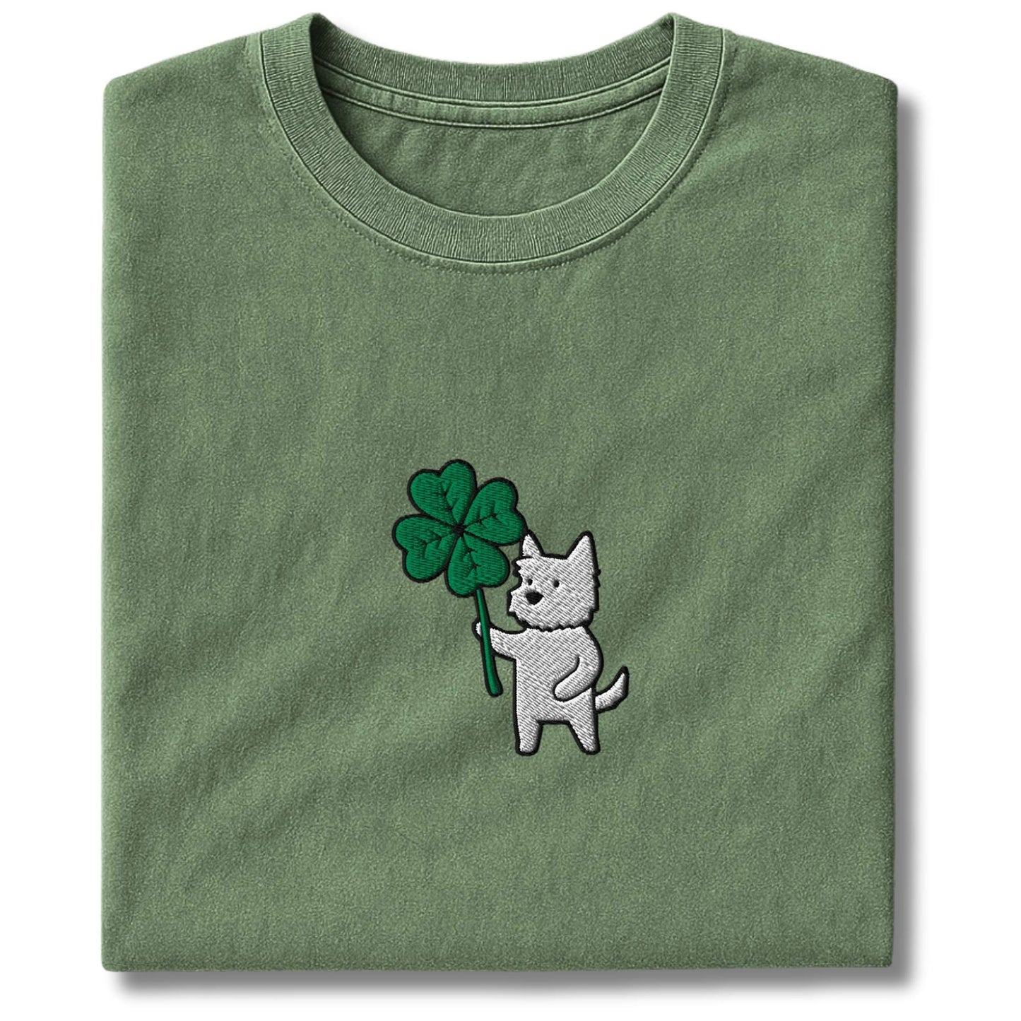 Embroidered Westie Four Leaf Clover T-Shirt