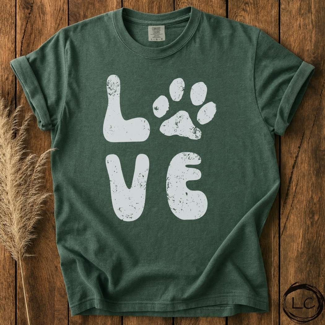 Love Paw Print Retro T-Shirt