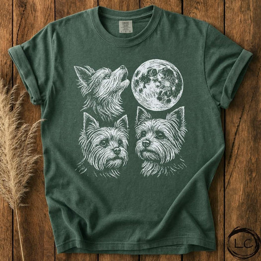 Three Yorkshire Terrier Moon T-Shirt