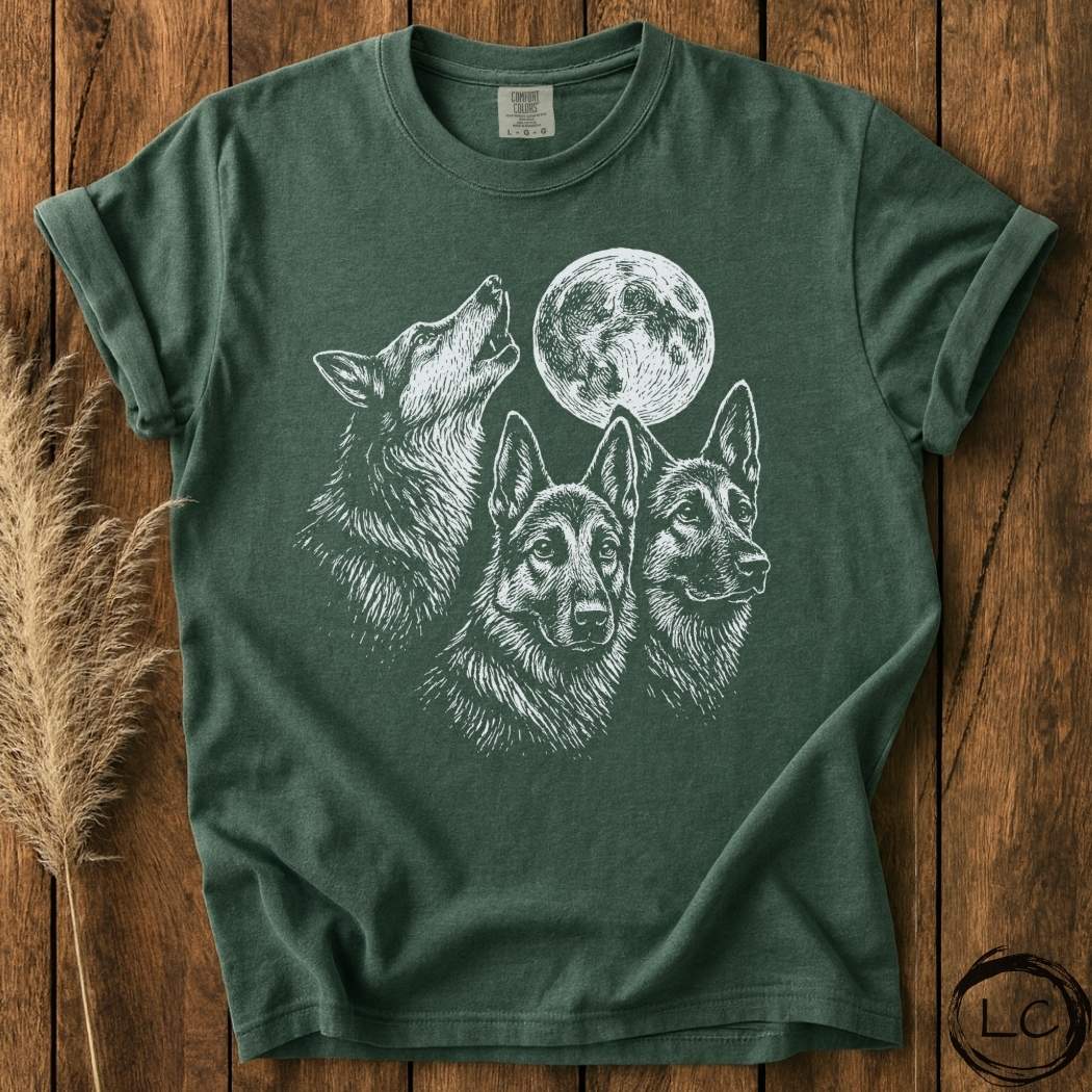 Three German Shepherd Moon T-Shirt