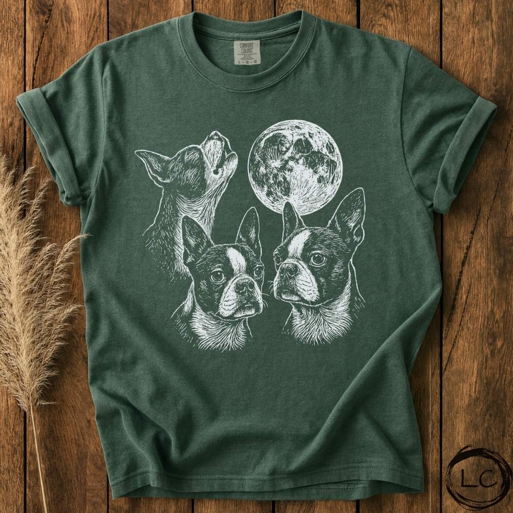 Three Boston Terrier Moon T-Shirt