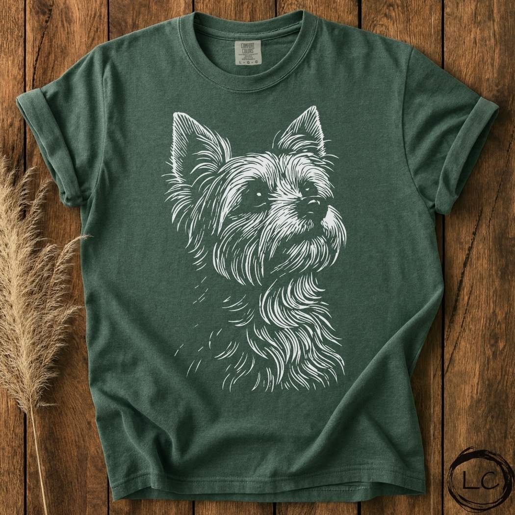 Yorkie Line Print T-Shirt