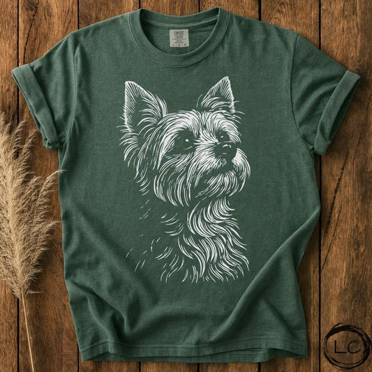 Yorkie Line Print T-Shirt