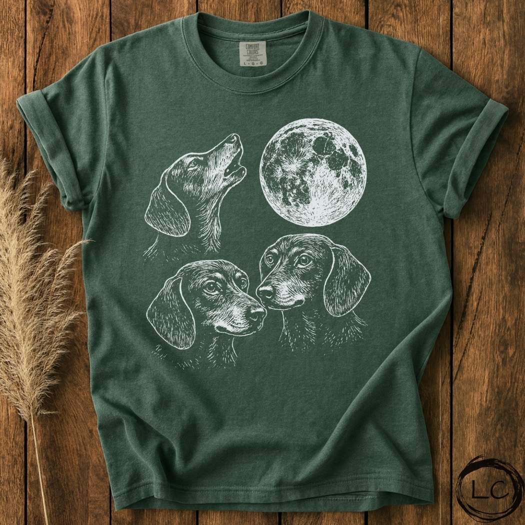 Three Dachshund Moon T-Shirt
