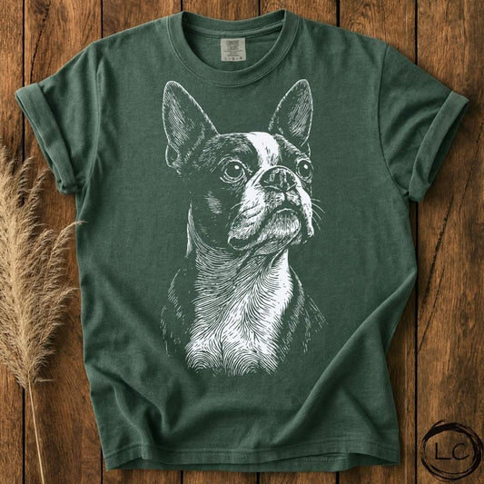 Boston Terrier Line Print T-Shirt