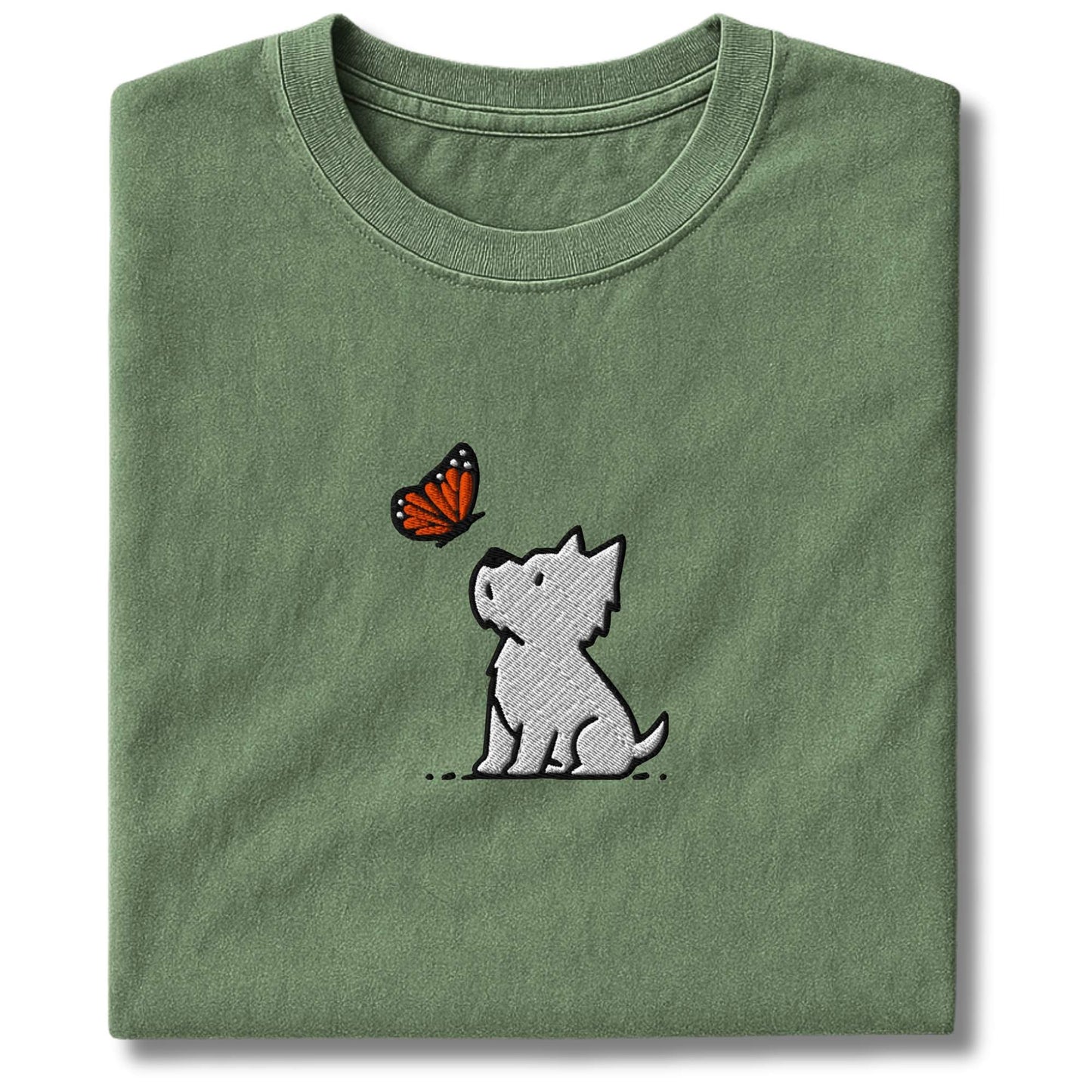 Embroidered Westie And Butterfly T-Shirt