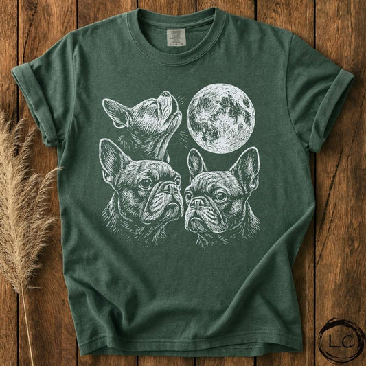 Three French Bulldog Moon T-Shirt
