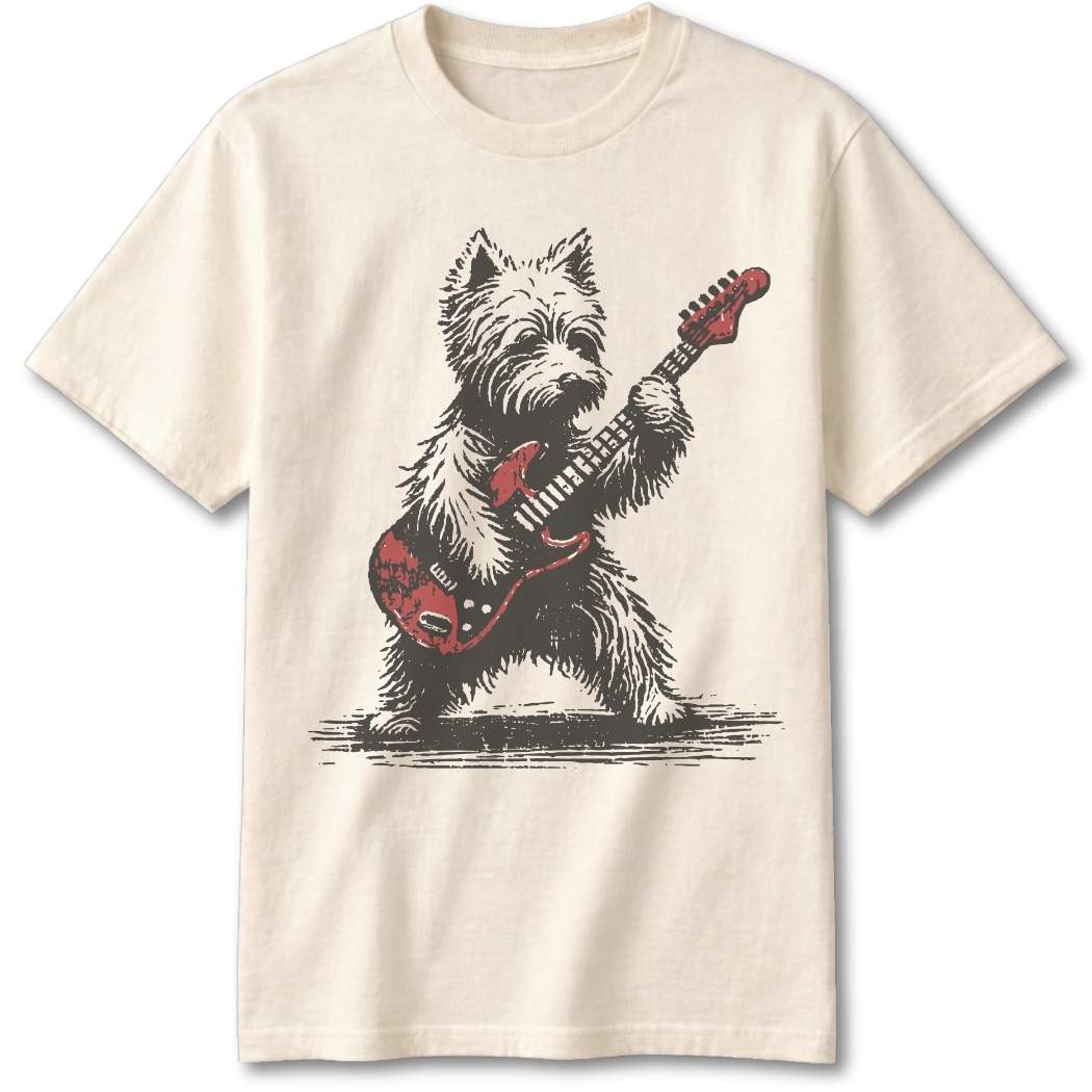 Westie playing Guitar T-Shirt