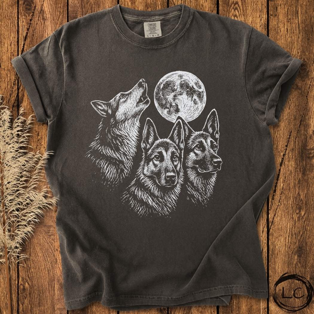 Three German Shepherd Moon T-Shirt