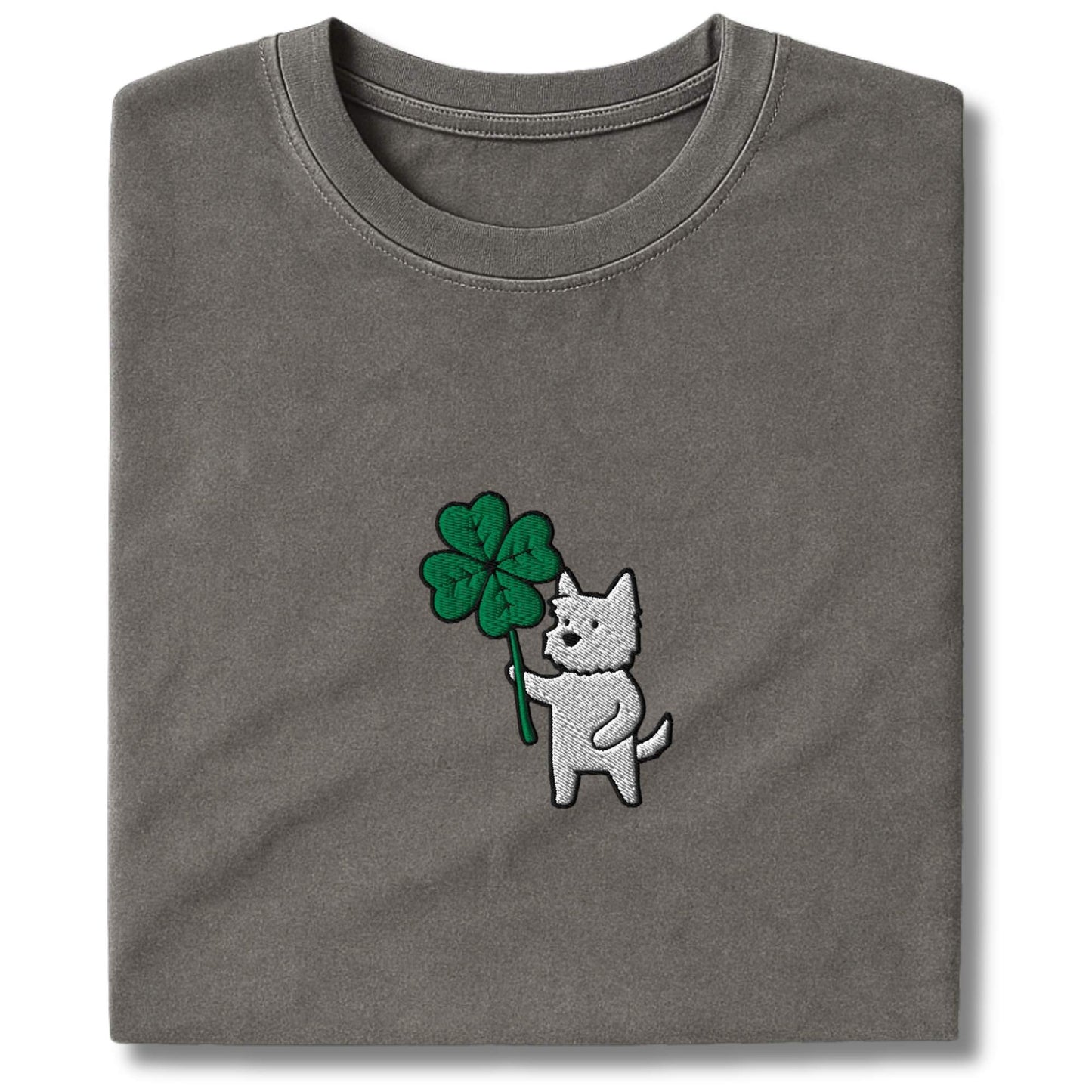Embroidered Westie Four Leaf Clover T-Shirt