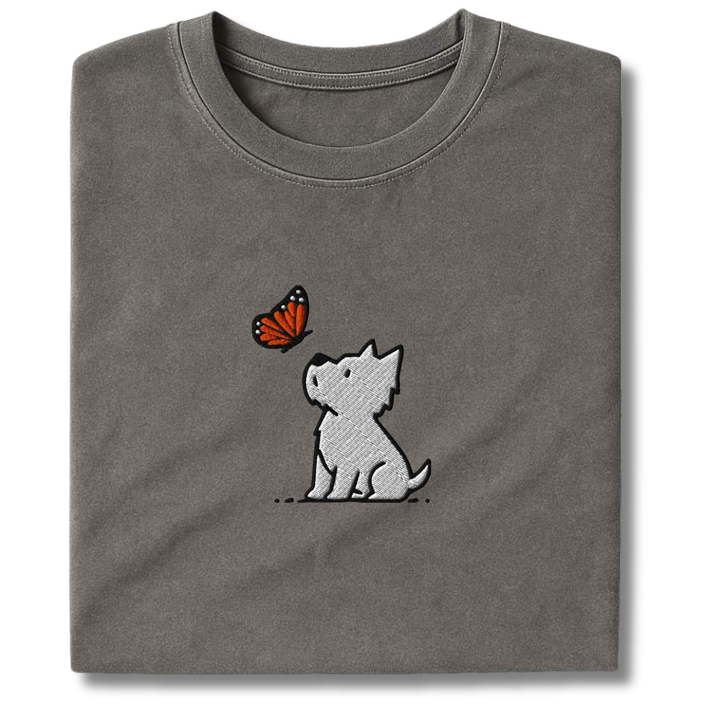 Embroidered Westie And Butterfly T-Shirt