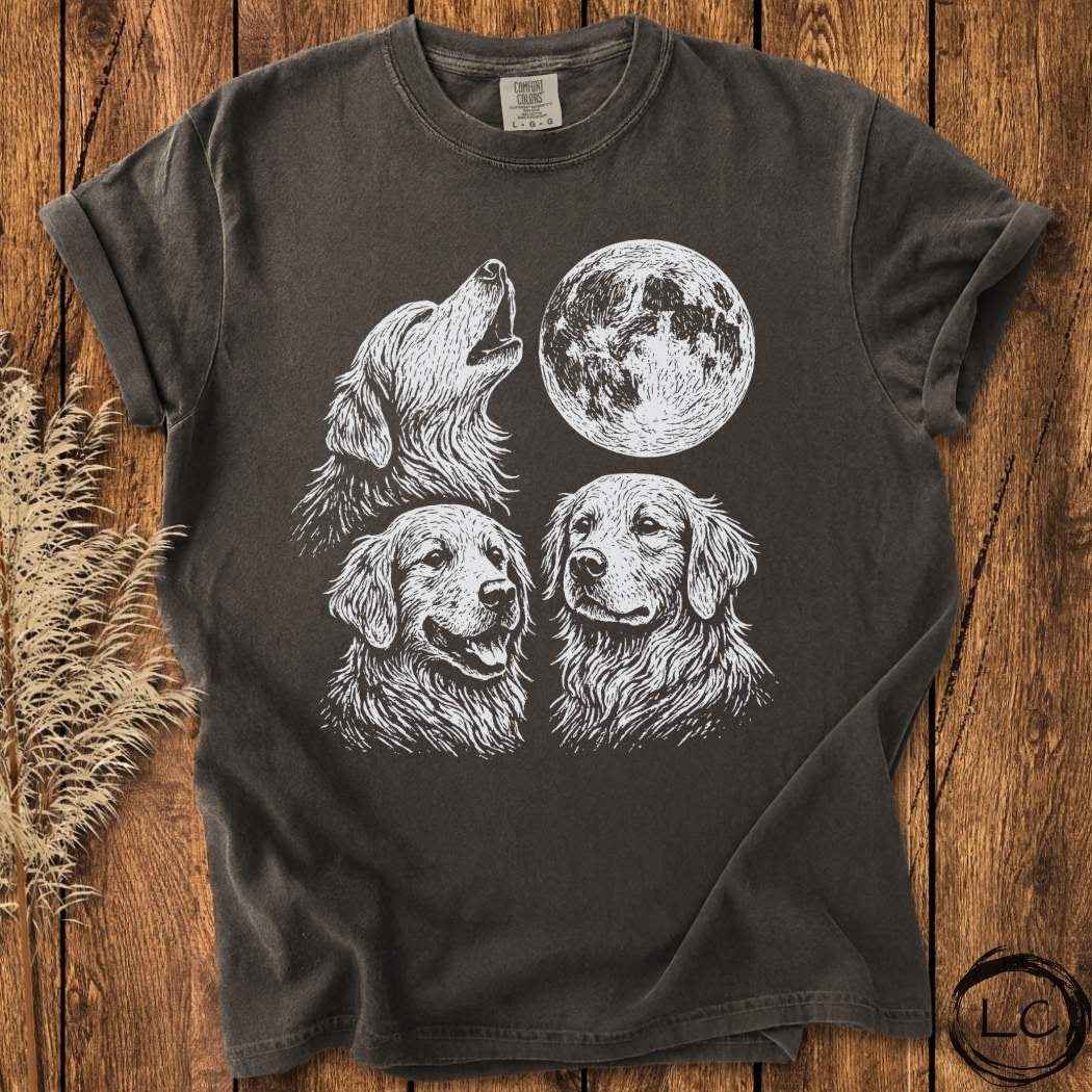 Three Golden Retriever Moon T-Shirt