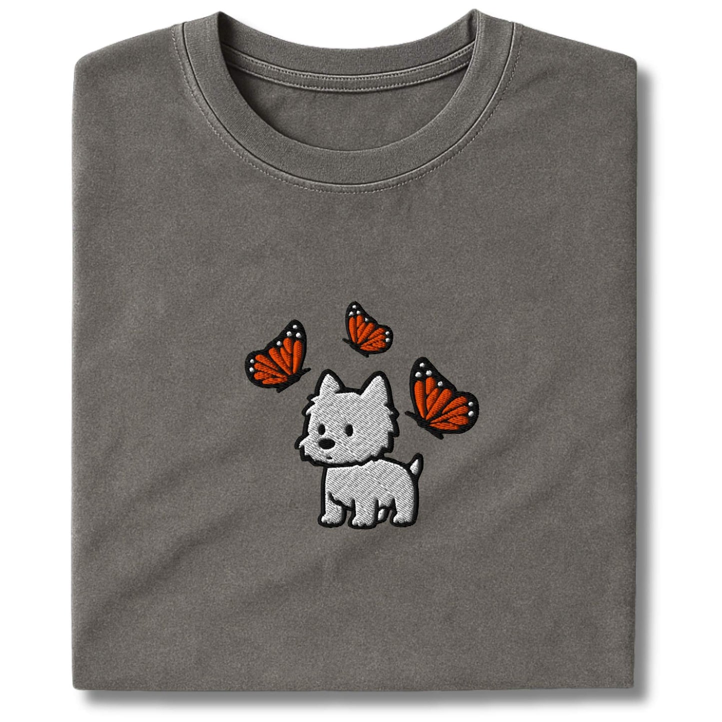 Embroidered Westie & Butterflies T-Shirt