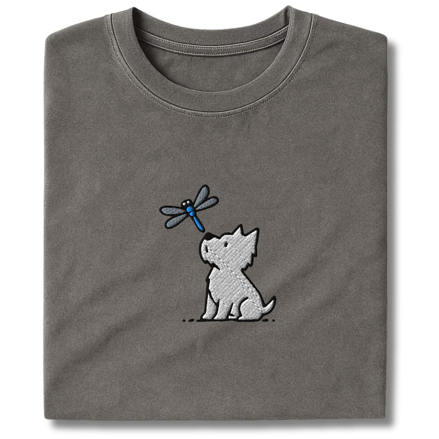 Embroidered Westie and Dragonfly T-Shirt