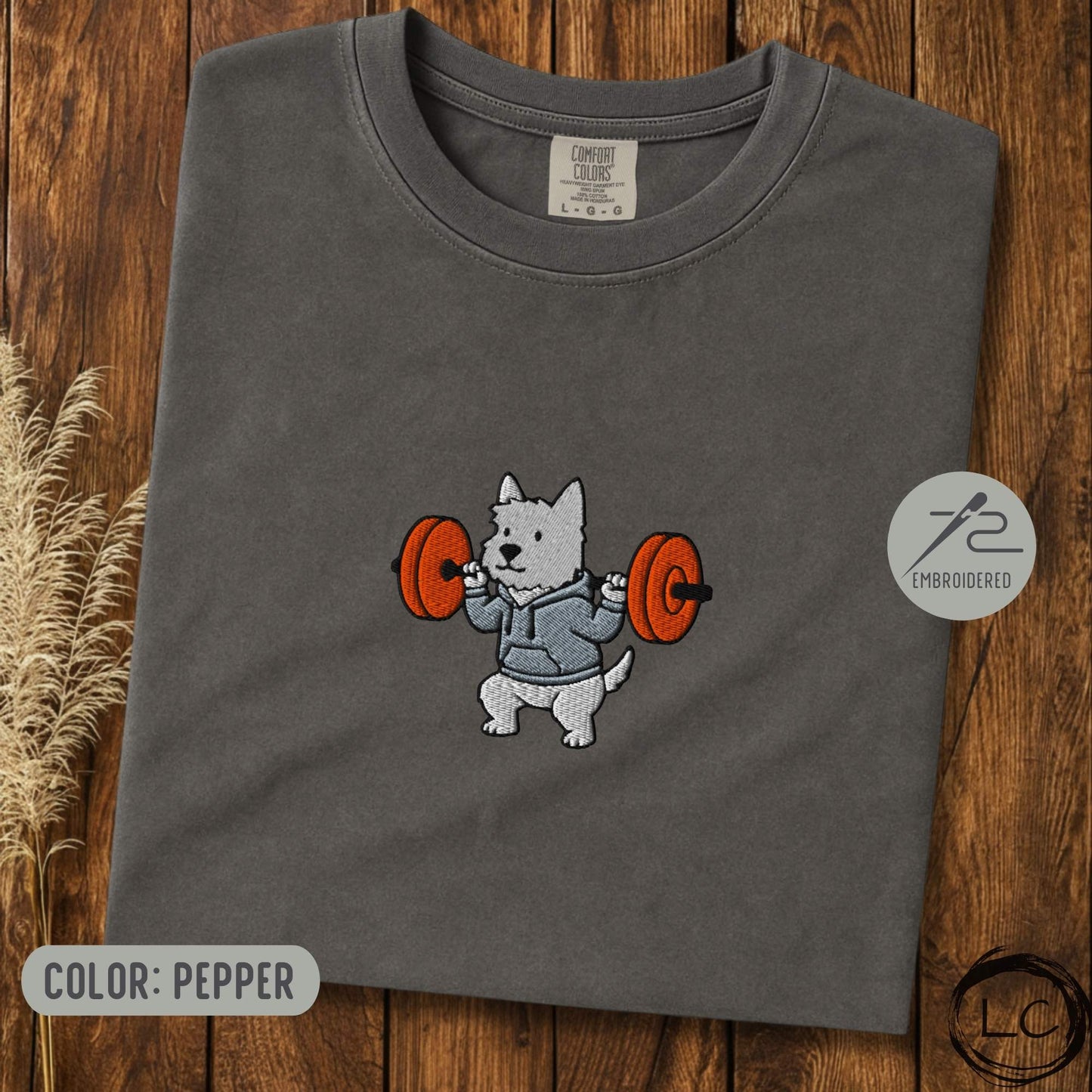 Embroidered Westie Bar Squat T-Shirt