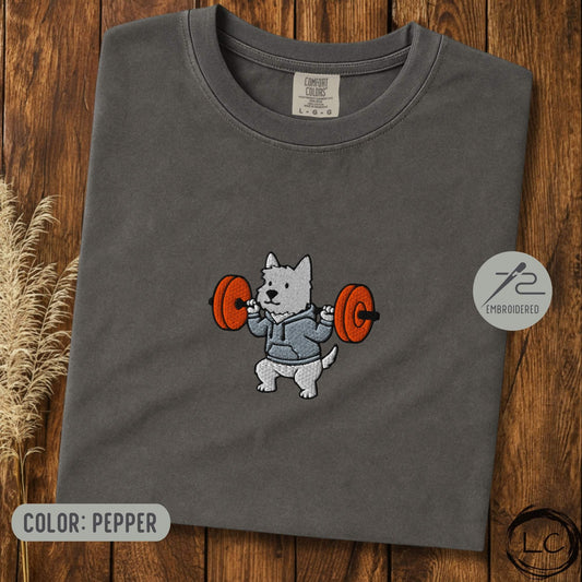 Embroidered Westie Bar Squat T-Shirt
