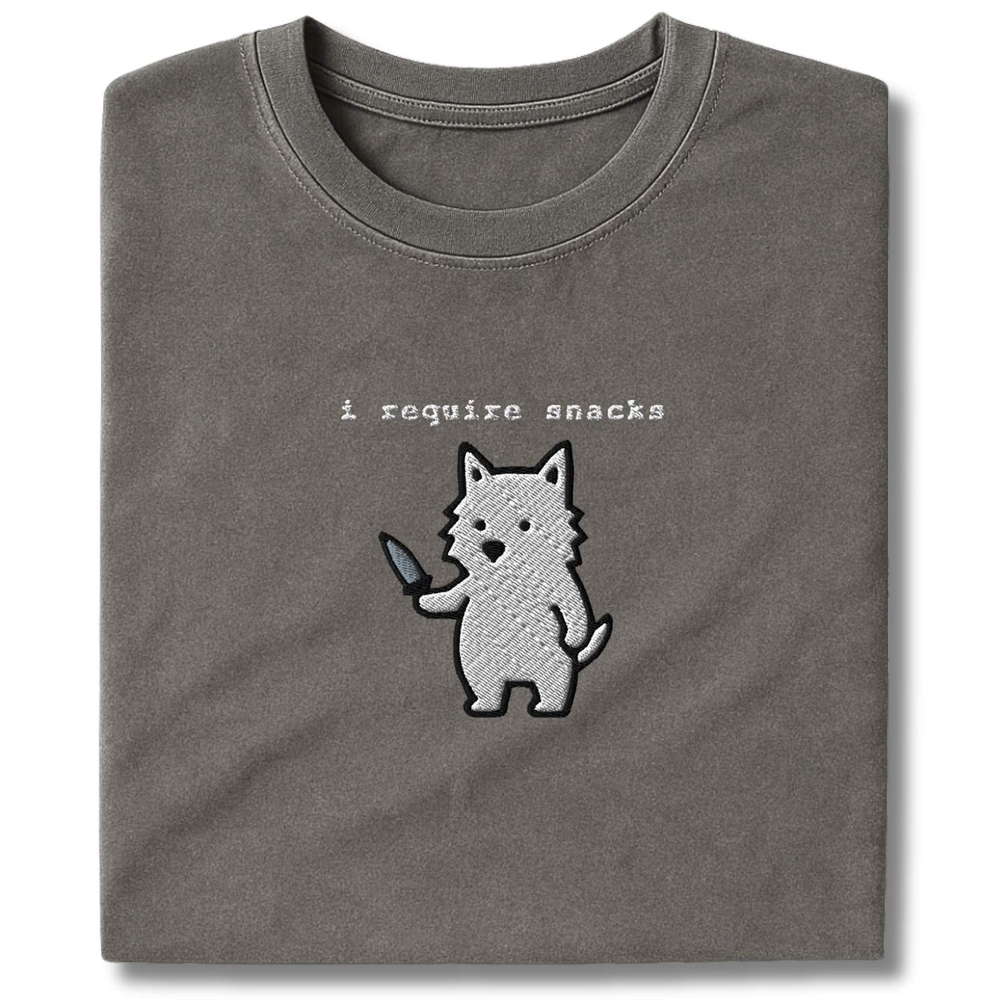 Embroidered Westie I Require Snacks T-Shirt