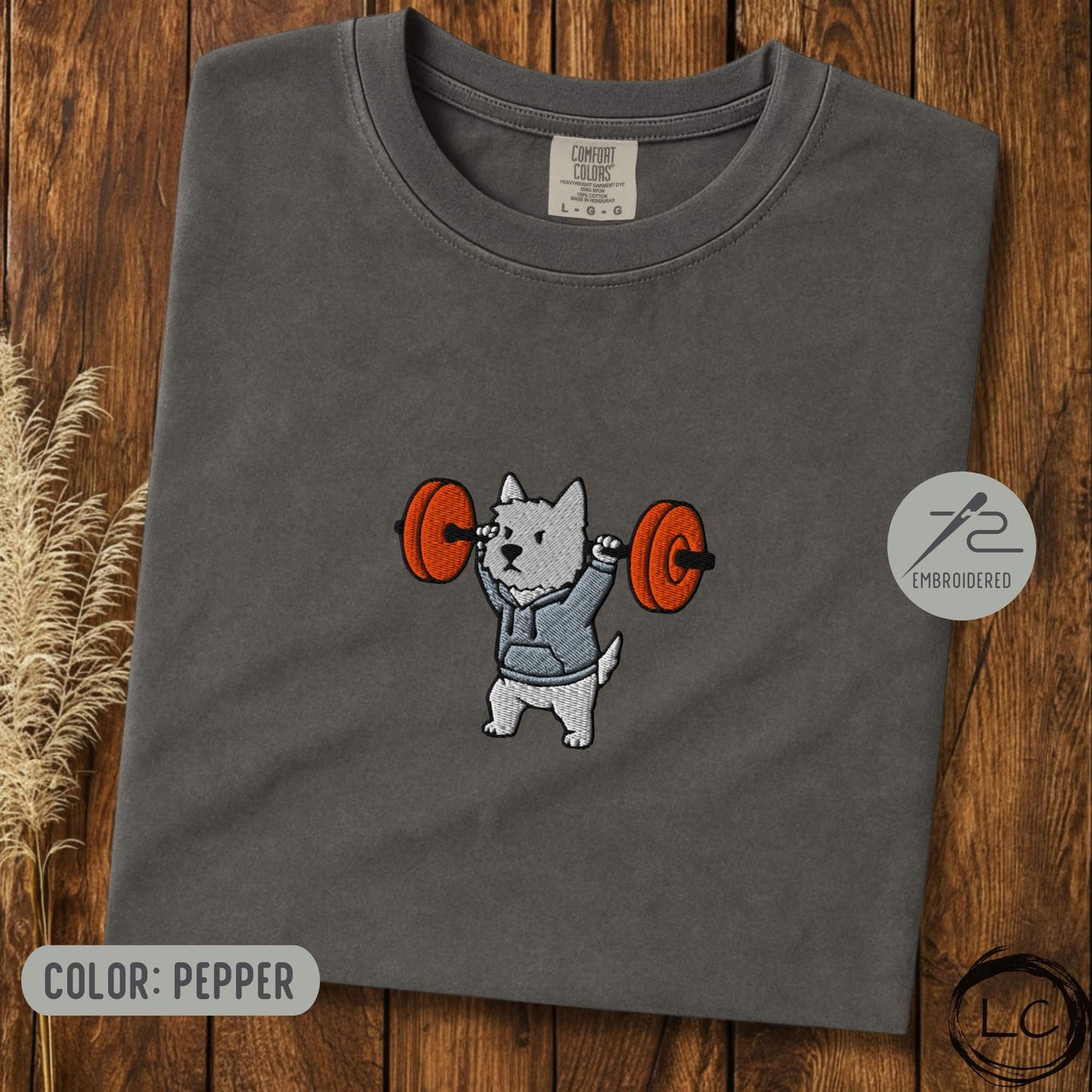 Embroidered Westie Overhead Press T-Shirt