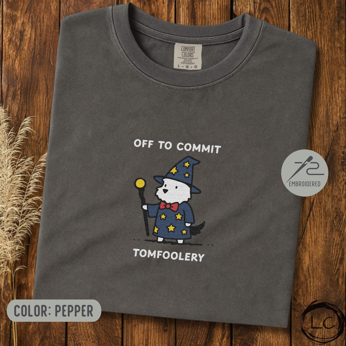 Embroidered Westie Off To Commit Tomfoolery T-Shirt