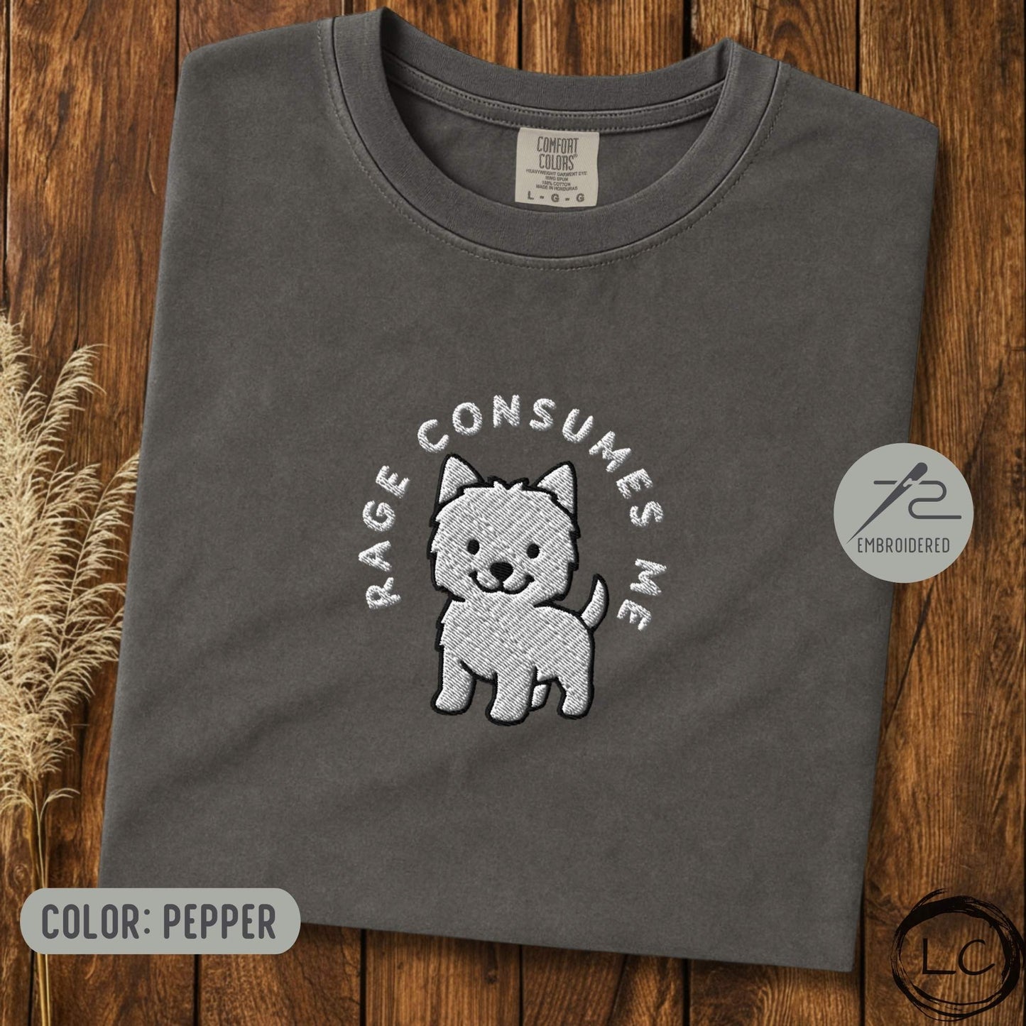 Embroidered Westie Rage Consumes Me T-Shirt