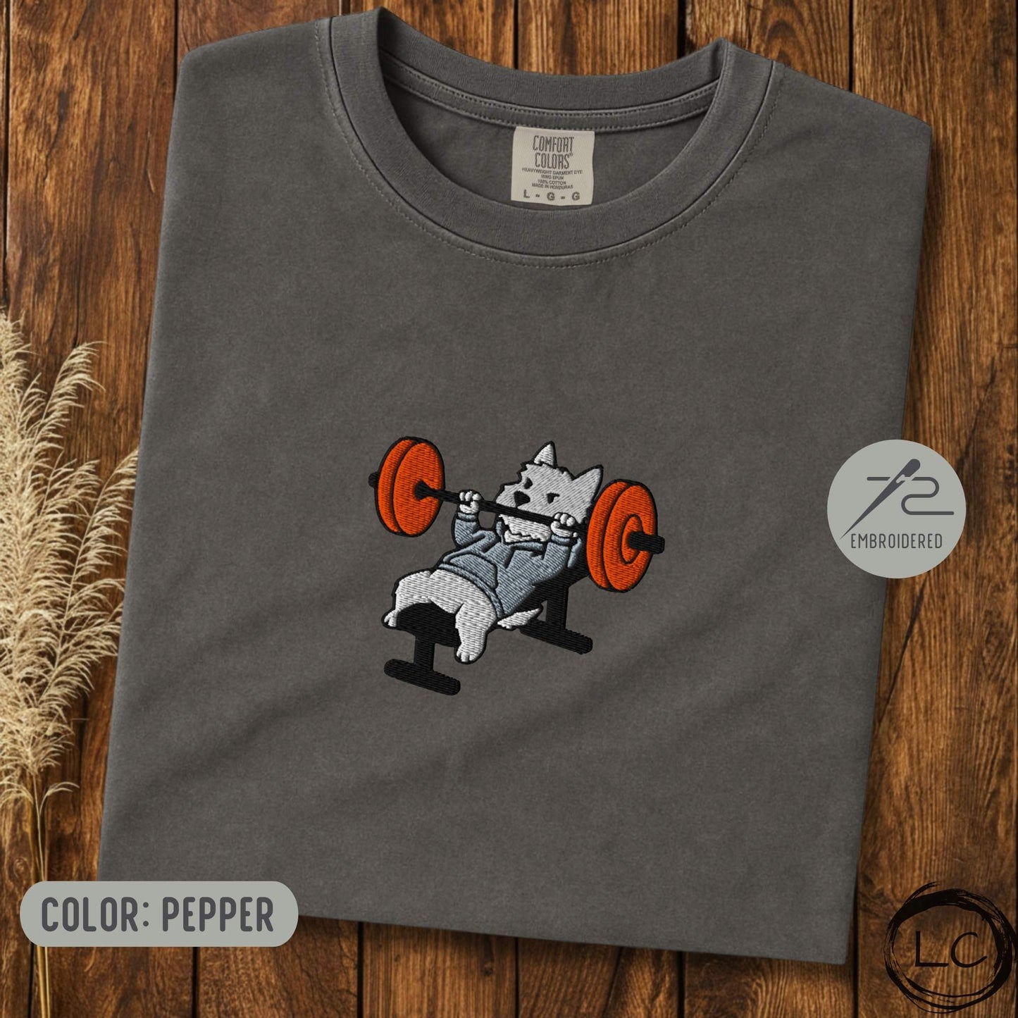 Embroidered Westie Bench Press T-Shirt