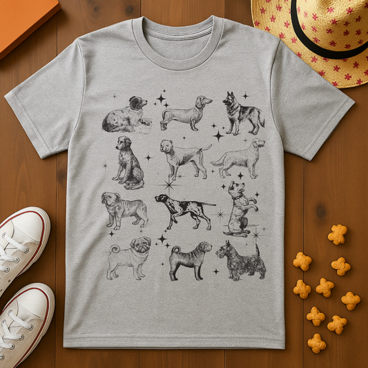 Vintage Style Dog Print T-Shirt
