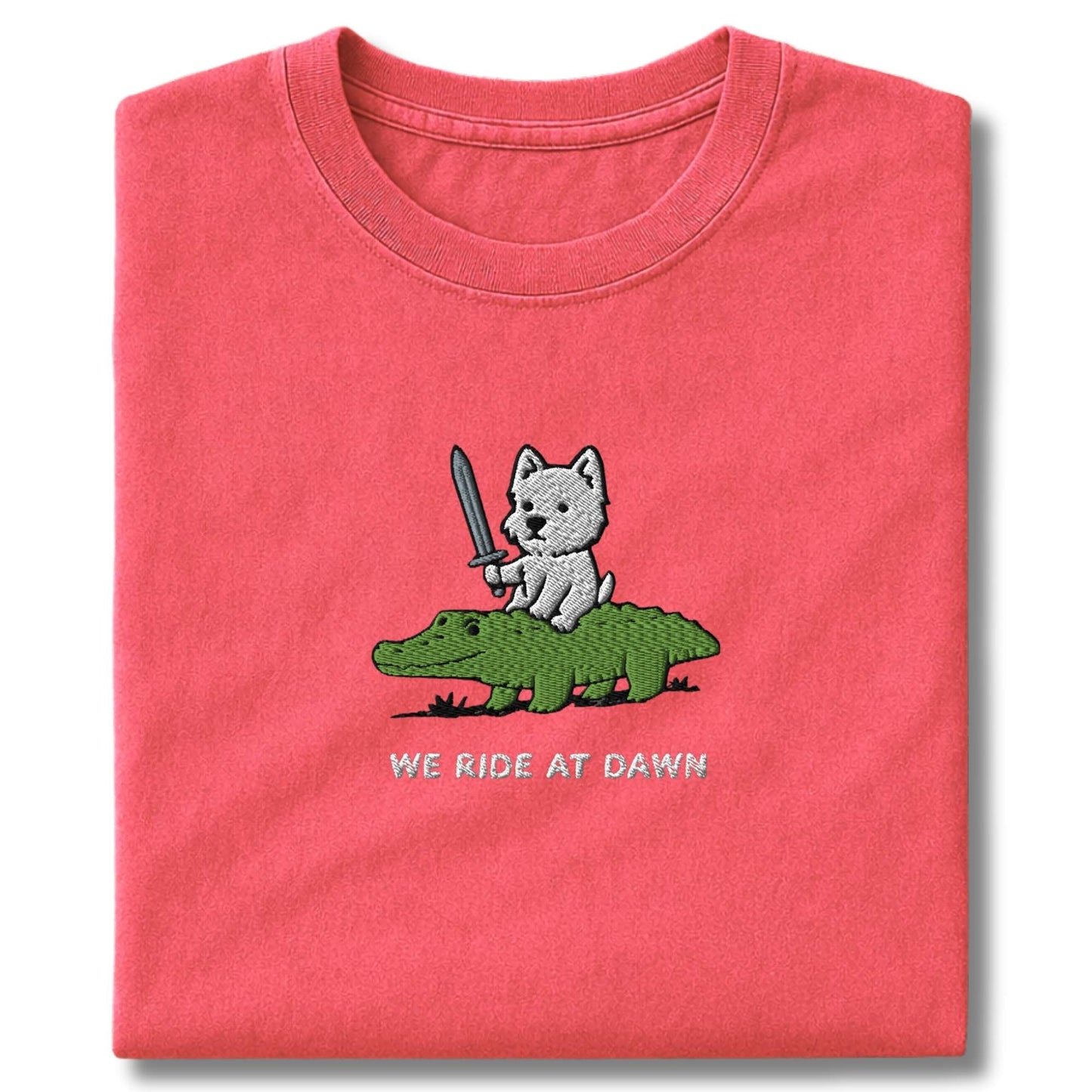 Embroidered Westie We Ride At Dawn T-Shirt