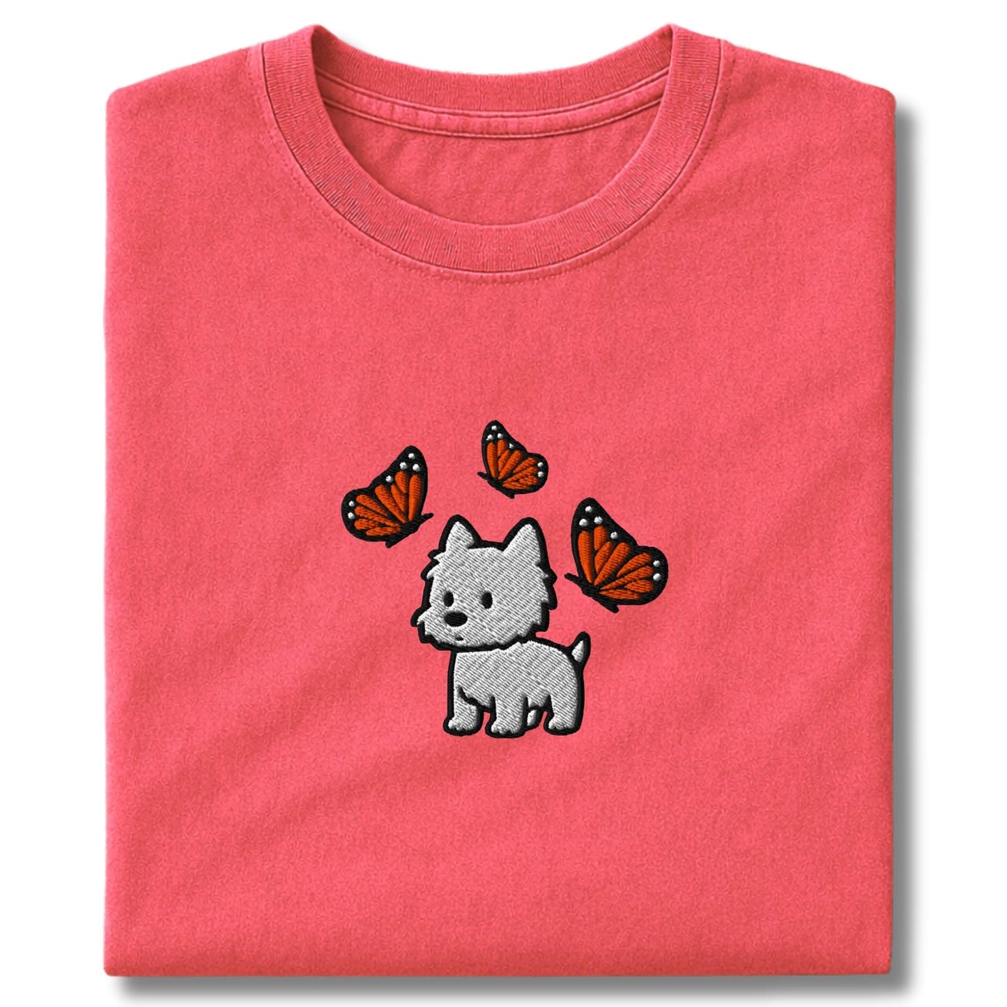 Embroidered Westie & Butterflies T-Shirt