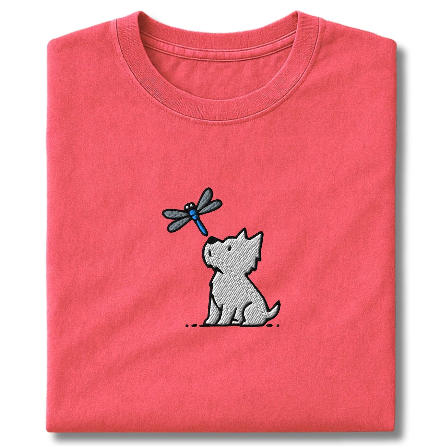 Embroidered Westie and Dragonfly T-Shirt