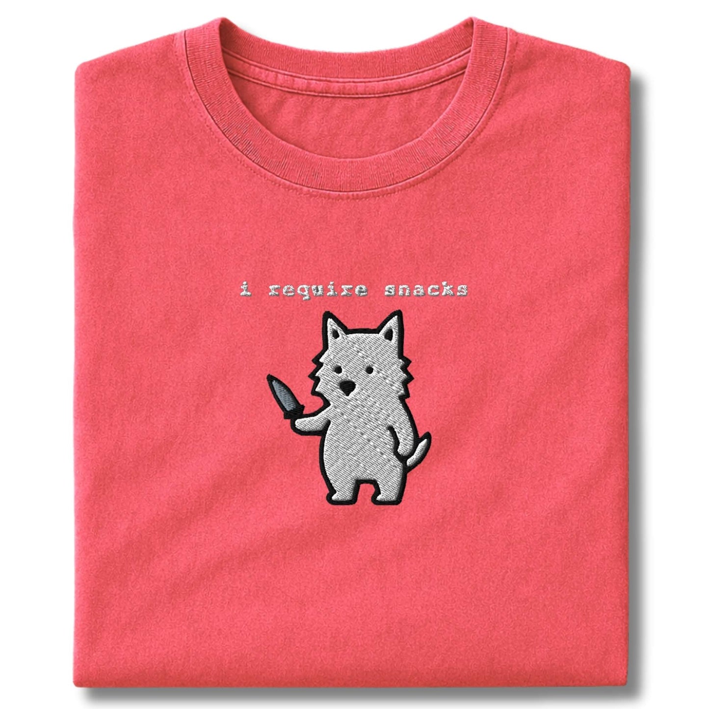 Embroidered Westie I Require Snacks T-Shirt
