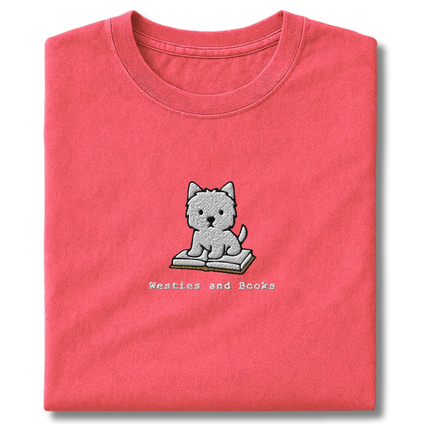 Embroidered Westie And Books T-Shirt