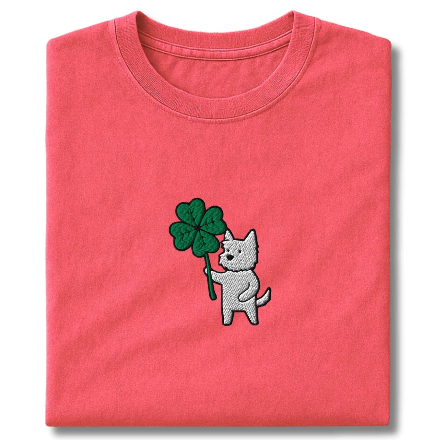 Embroidered Westie Four Leaf Clover T-Shirt