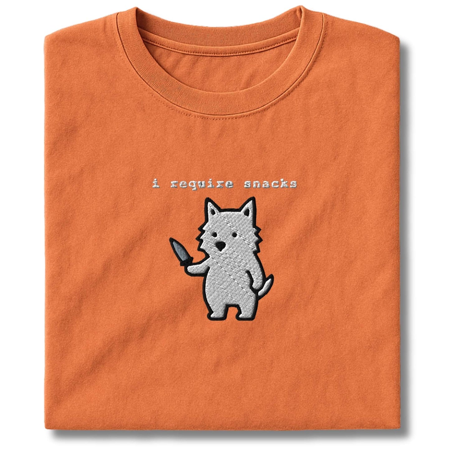 Embroidered Westie I Require Snacks T-Shirt