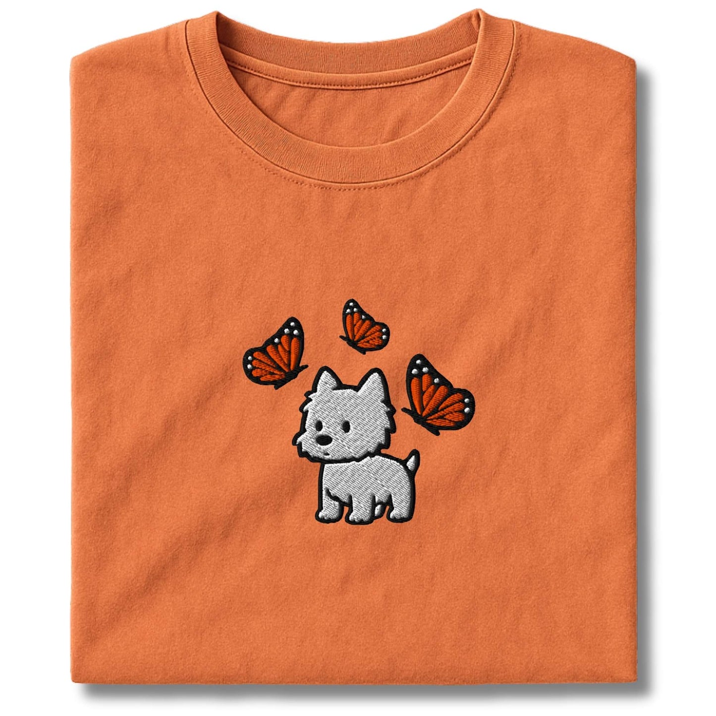 Embroidered Westie & Butterflies T-Shirt